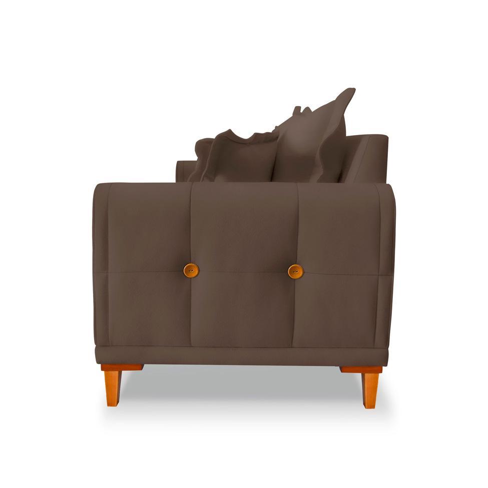 Sofá 3 Lugares Lisboa Veludo Marrom 180 cm - 7