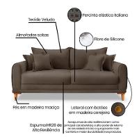 Sofá 3 Lugares Lisboa Veludo Marrom 180 cm - 8