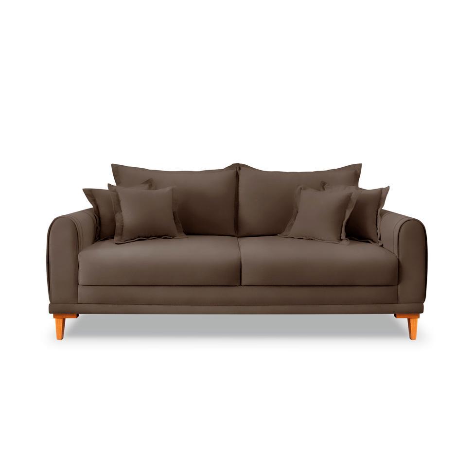 Sofá 3 Lugares Lisboa Veludo Marrom 200 cm - 6