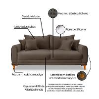 Sofá 3 Lugares Lisboa Veludo Marrom 200 cm - 8