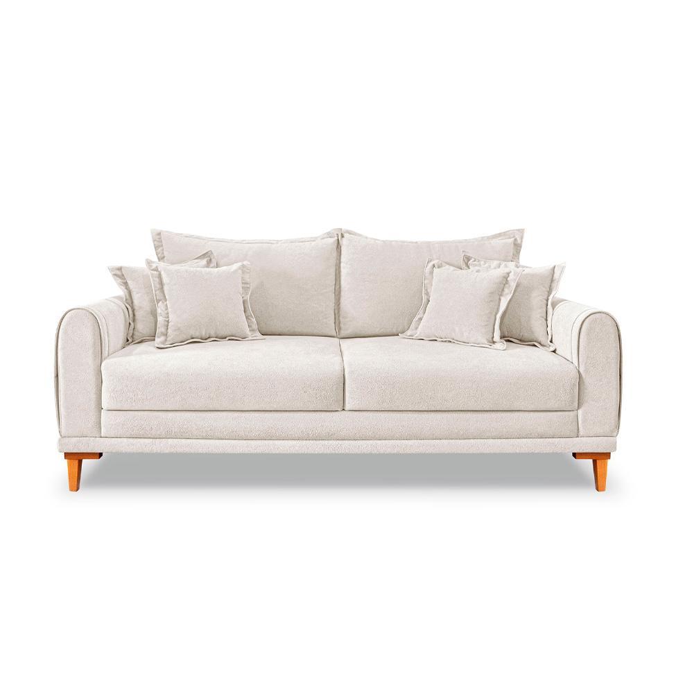 Sofá 3 Lugares Lisboa Bouclé Off White 200 cm - 6