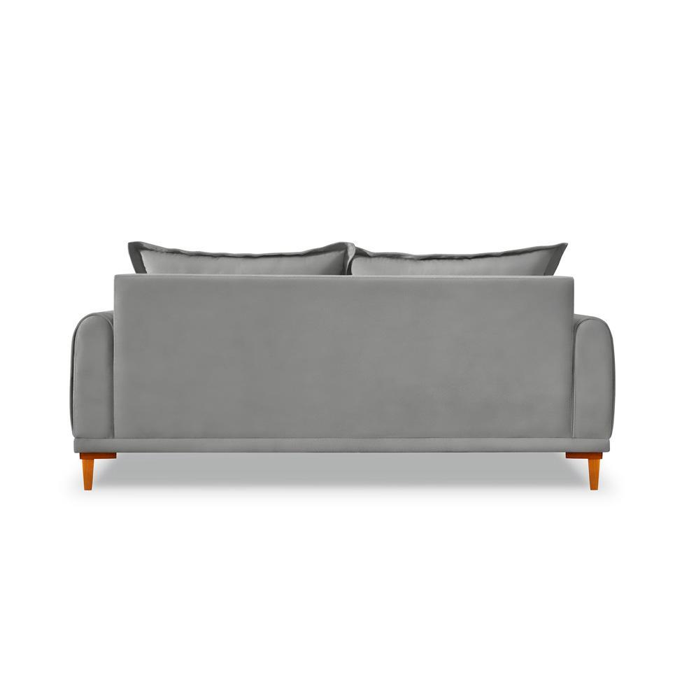 Sofá 3 Lugares Lisboa Veludo Cinza Chumbo 200 cm - 4