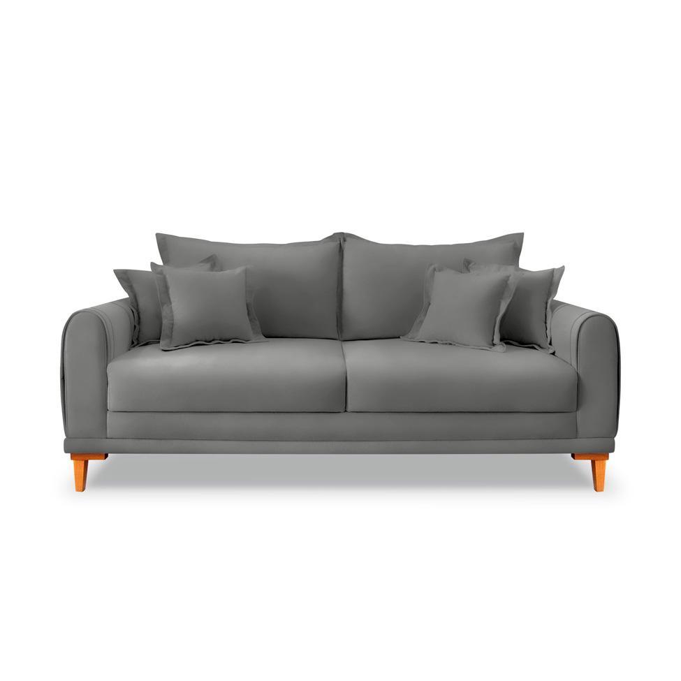 Sofá 3 Lugares Lisboa Veludo Cinza Chumbo 200 cm - 6