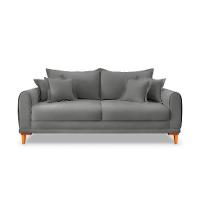 Sofá 3 Lugares Lisboa Veludo Cinza Chumbo 200 cm - 6