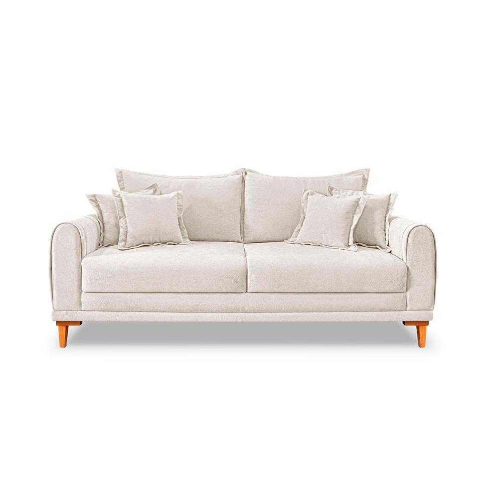 Sofá 3 Lugares Lisboa Bouclé Off White 180 cm - 6