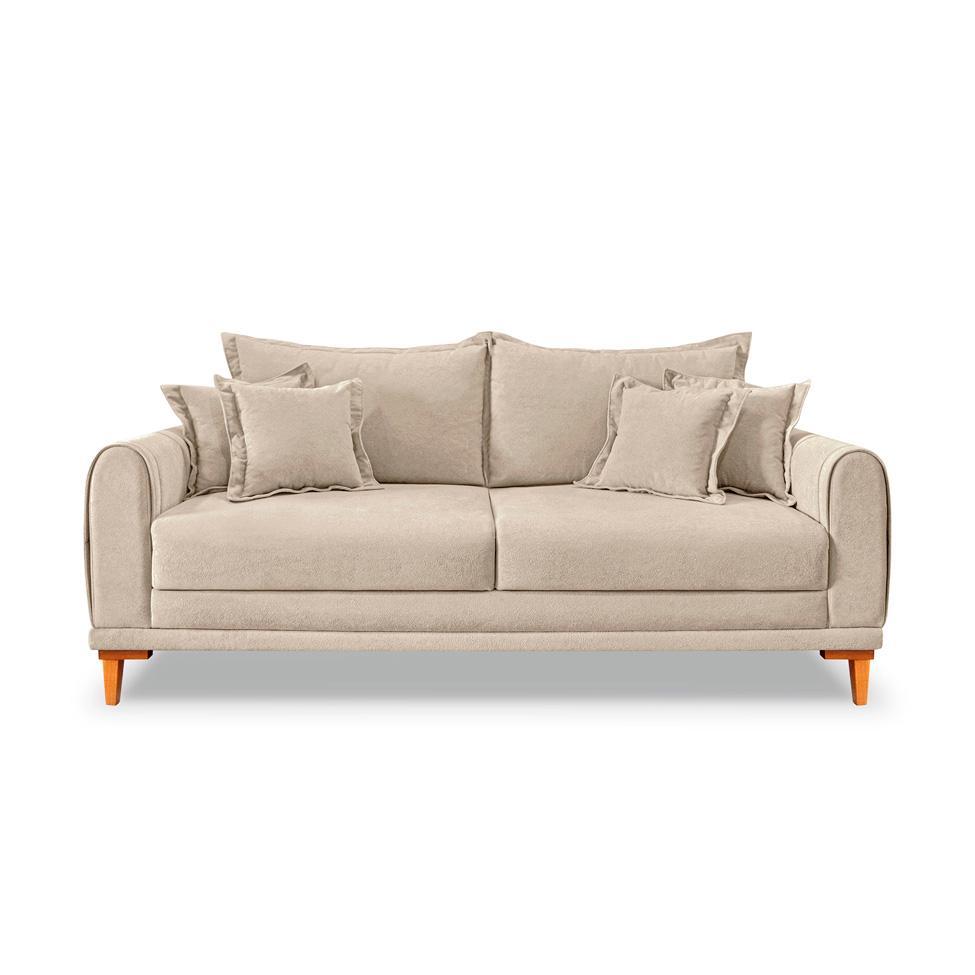 Sofá 3 Lugares Lisboa Bouclé Bege 220 cm - 6