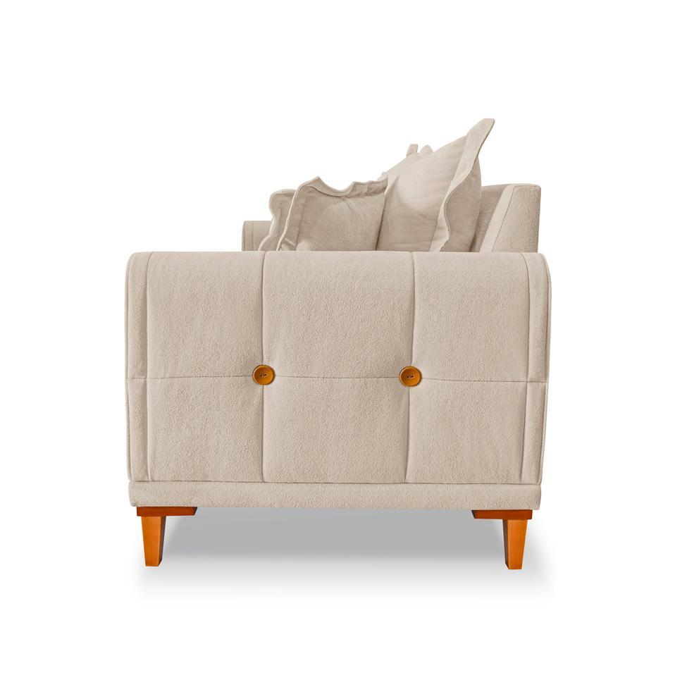 Sofá 3 Lugares Lisboa Bouclé Bege 220 cm - 7