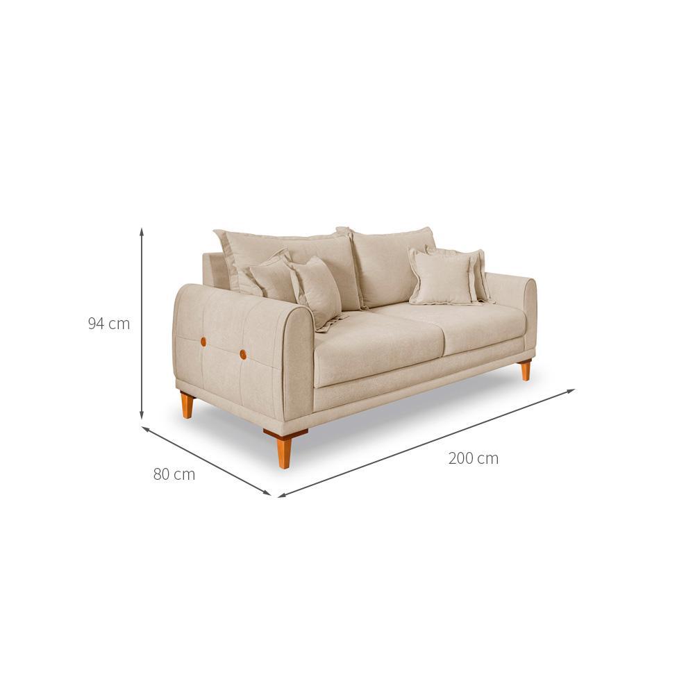 Sofá 3 Lugares Lisboa Bouclé Bege 200 cm - 3
