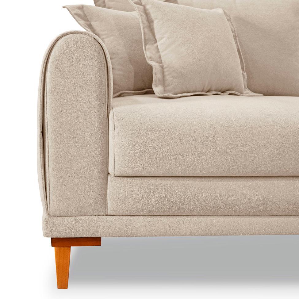 Sofá 3 Lugares Lisboa Bouclé Bege 200 cm - 5