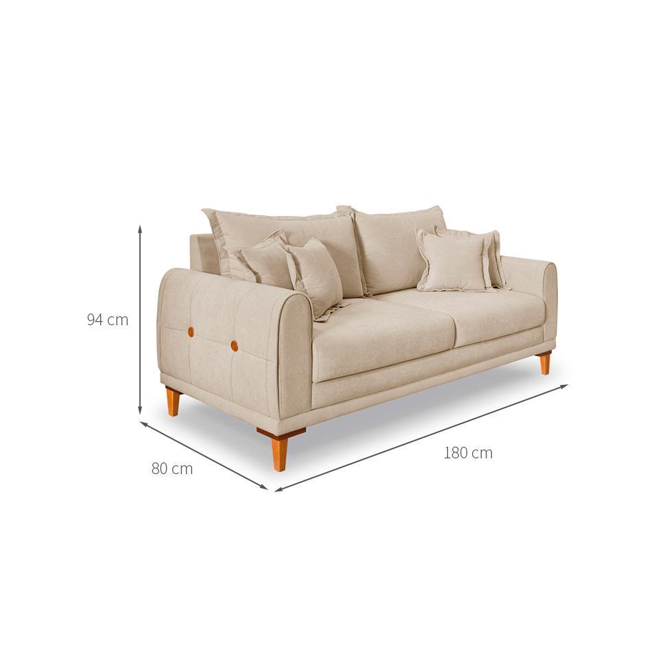 Sofá 3 Lugares Lisboa Bouclé Bege 180 cm - 3