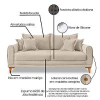 Sofá 3 Lugares Lisboa Bouclé Bege 180 cm - 8