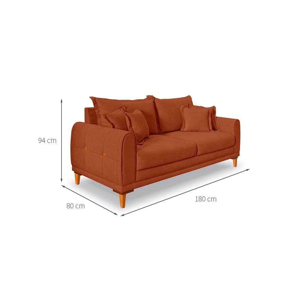 Sofá 3 Lugares Lisboa Bouclé Terracota 180 cm - 3