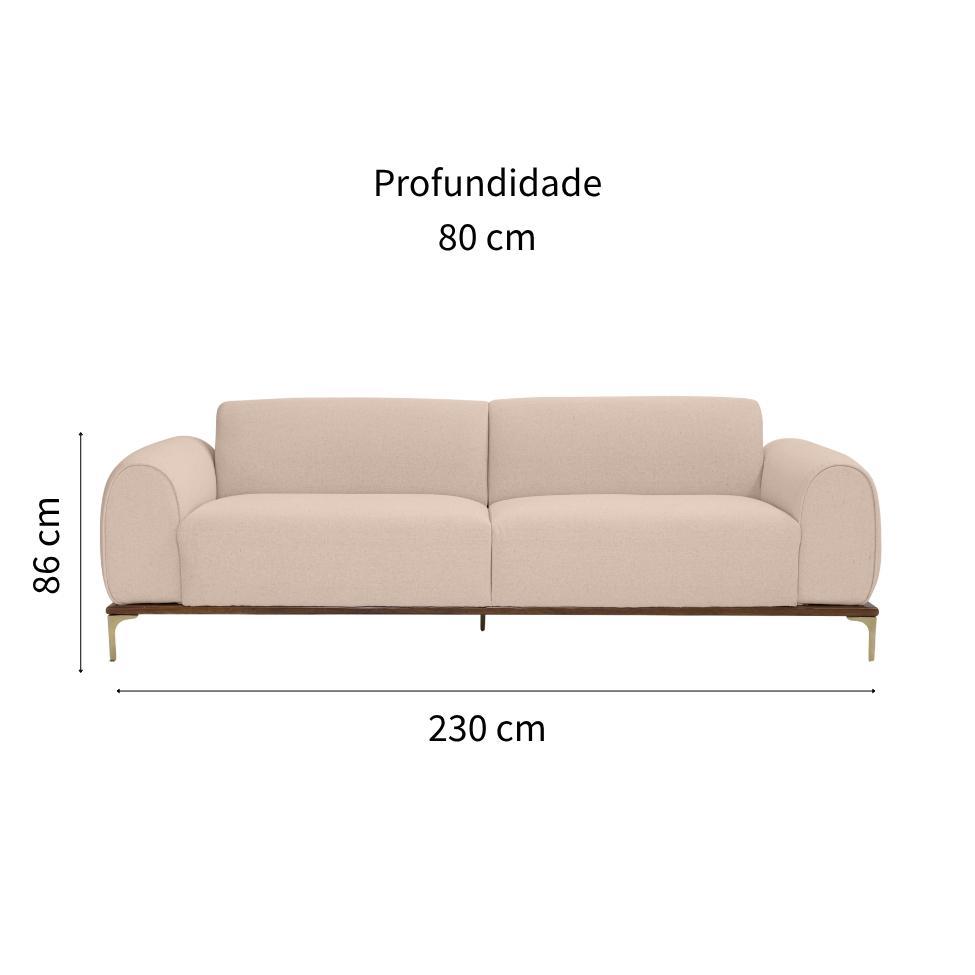 Sofá 3 Lugares Kiev Linho Bege - 2