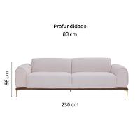 Sofá 3 Lugares Kiev Algodão Cru - 2