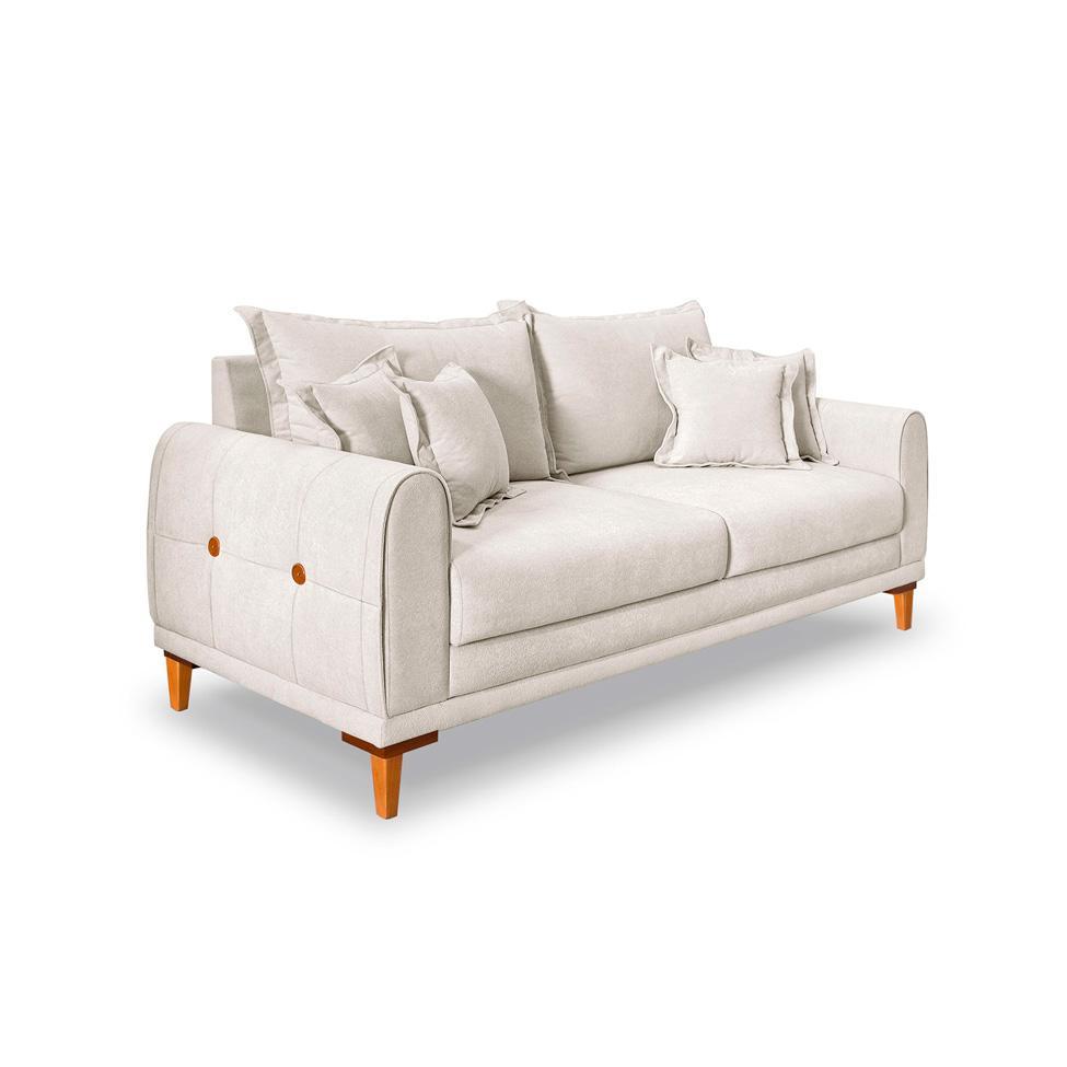 Sofá 3 Lugares Lisboa Bouclé Off White 220 cm - 1