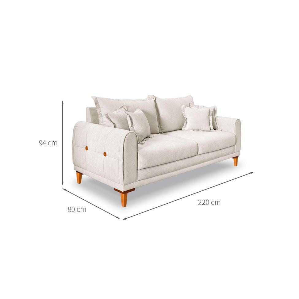 Sofá 3 Lugares Lisboa Bouclé Off White 220 cm - 3