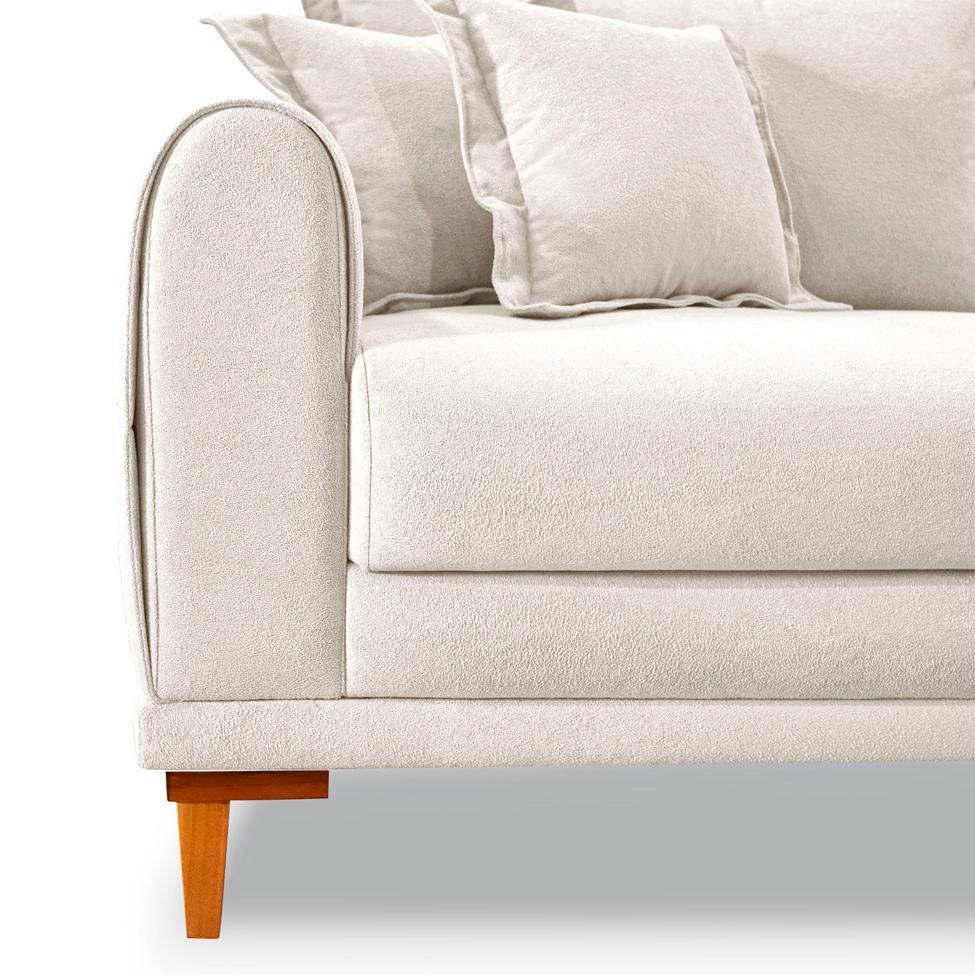Sofá 3 Lugares Lisboa Bouclé Off White 220 cm - 5