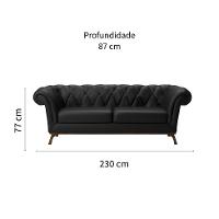 Sofá 3 Lugares Império Revestimento Sintético Preto e Amadeirado - 2
