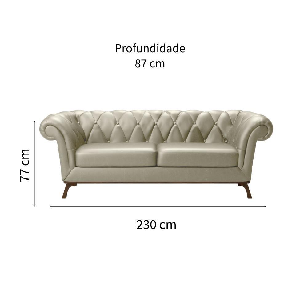 Sofá 3 Lugares Império Revestimento Sintético Palha e Amadeirado - 2