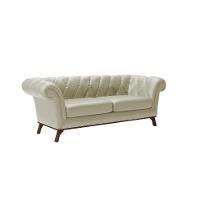 Sofá 3 Lugares Império Revestimento Sintético Palha e Amadeirado - 1