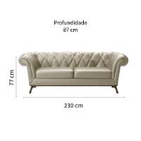 Sofá 3 Lugares Império Revestimento Sintético Palha e Amadeirado - 2
