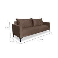 Sofá 3 Lugares Eros Veludo Marrom 220 cm - 3