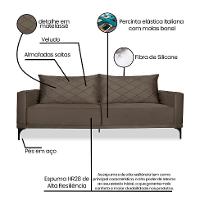 Sofá 3 Lugares Eros Veludo Marrom 220 cm - 8