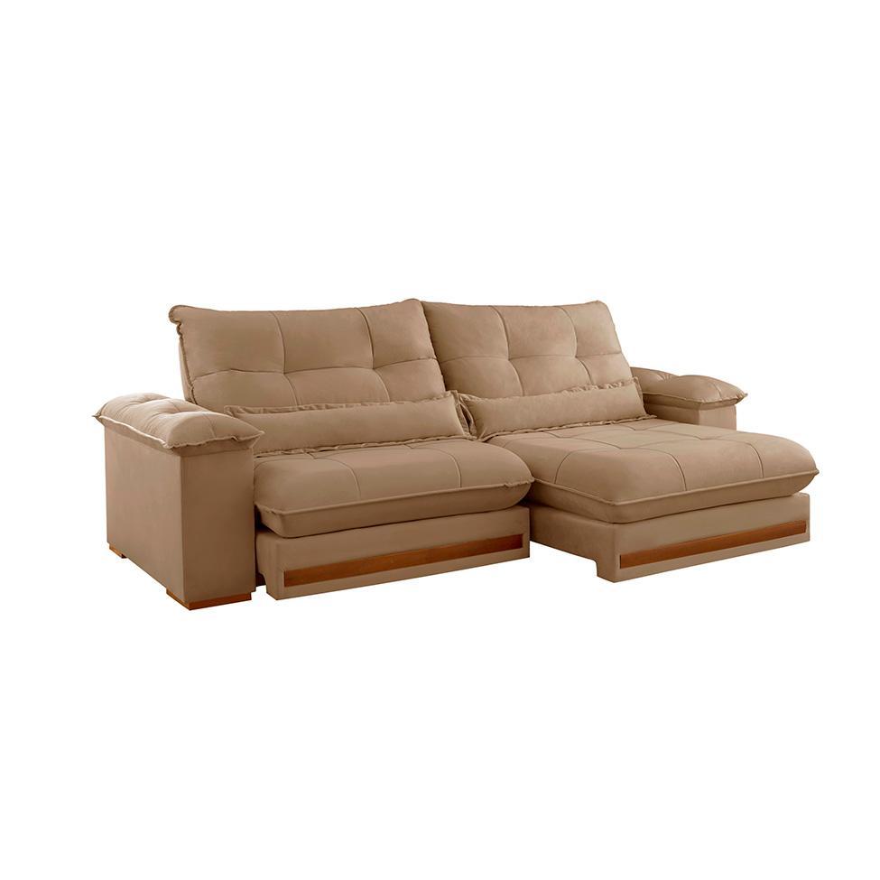 Sofá 4 Lugares Retrátil e Reclinável Qatar Linho Bege 280 cm - 1