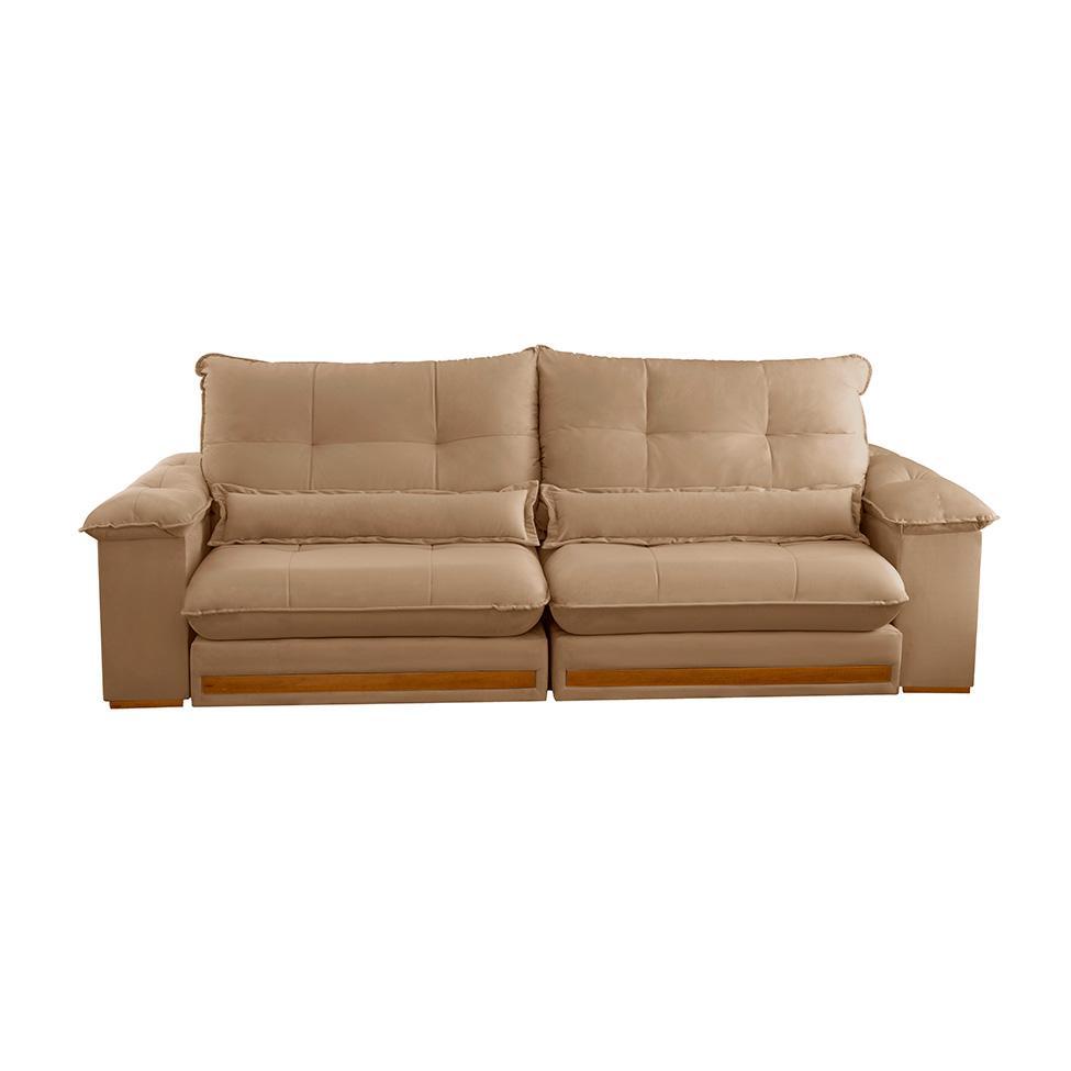 Sofá 4 Lugares Retrátil e Reclinável Qatar Linho Bege 280 cm - 4