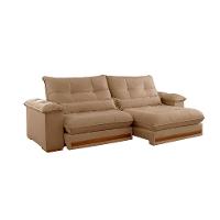 Sofá 4 Lugares Retrátil e Reclinável Qatar Linho Bege 280 cm - 1