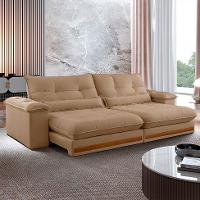 Sofá 4 Lugares Retrátil e Reclinável Qatar Linho Bege 280 cm - 2