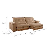 Sofá 4 Lugares Retrátil e Reclinável Qatar Linho Bege 280 cm - 3