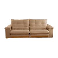 Sofá 4 Lugares Retrátil e Reclinável Qatar Linho Bege 280 cm