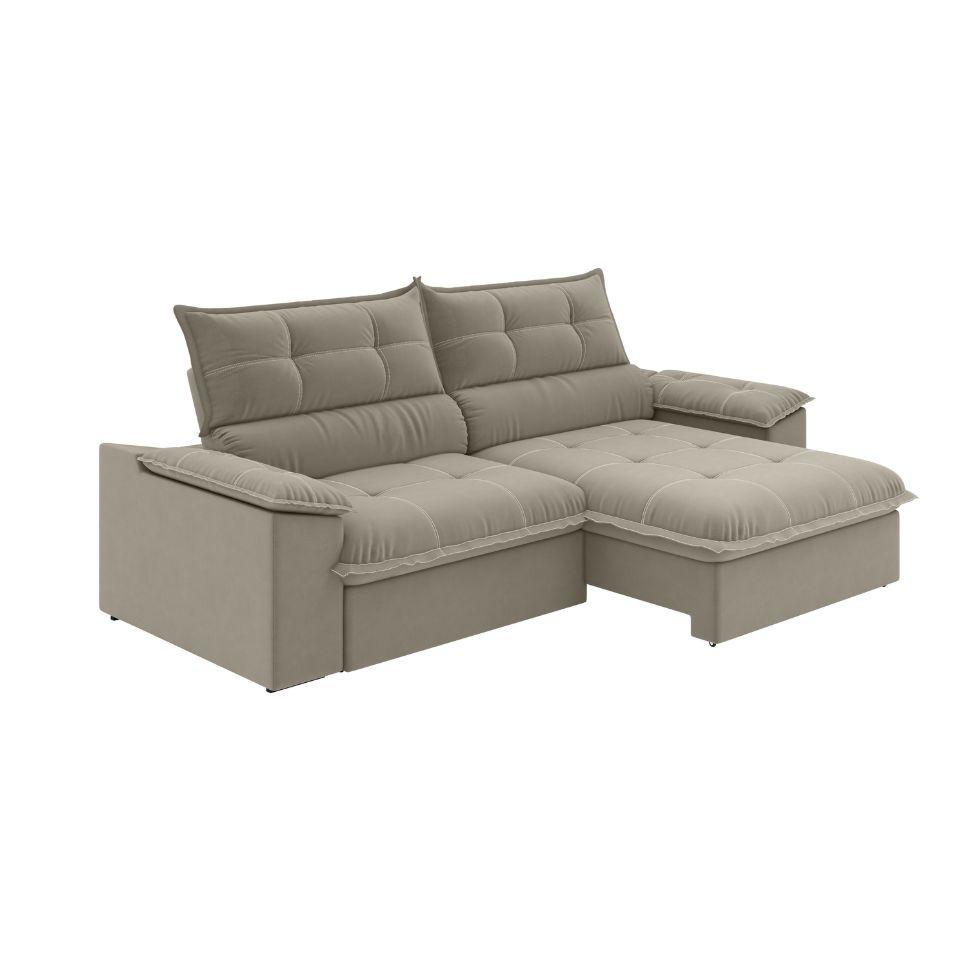 Sofá 4 Lugares Retrátil e Reclinável Venetto Veludo Slim Castor 250 cm - 1