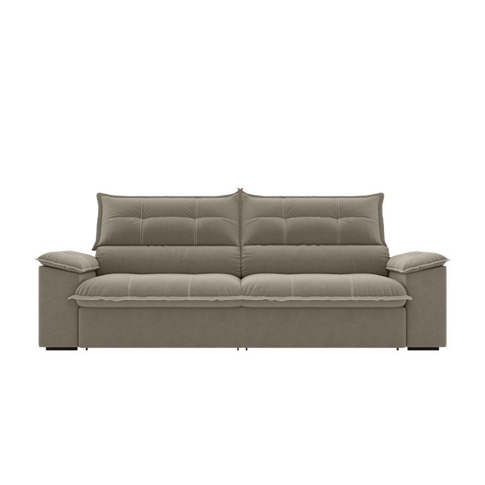 Sofá 4 Lugares Retrátil e Reclinável Venetto Veludo Slim Castor 250 cm - 4