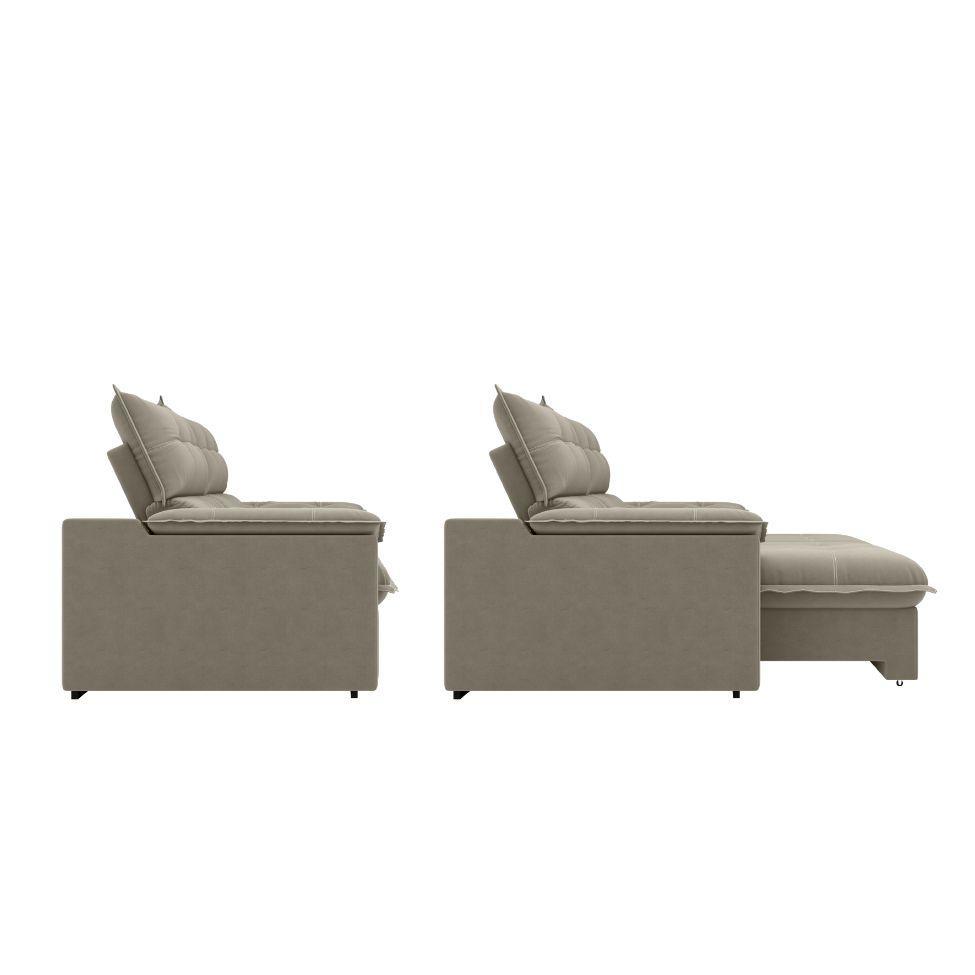 Sofá 4 Lugares Retrátil e Reclinável Venetto Veludo Slim Castor 250 cm - 5