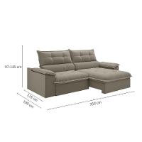 Sofá 4 Lugares Retrátil e Reclinável Venetto Veludo Slim Castor 250 cm - 3