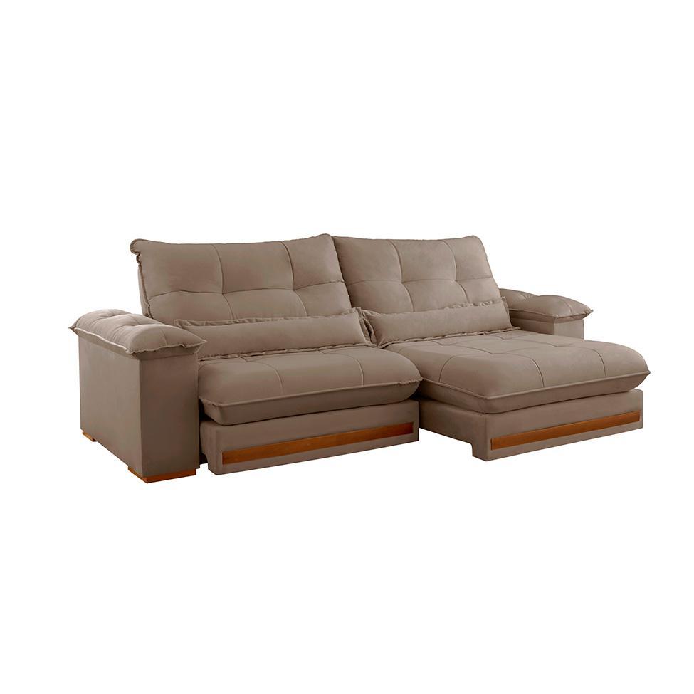 Sofá 4 Lugares Retrátil e Reclinável Qatar Veludo Marrom 280 cm - 1