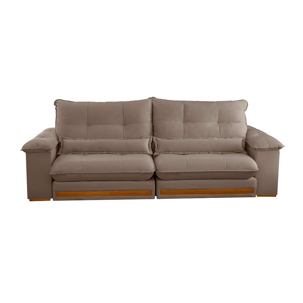 Sofá 4 Lugares Retrátil e Reclinável Qatar Veludo Marrom 280 cm - 4