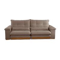 Sofá 4 Lugares Retrátil e Reclinável Qatar Veludo Marrom 280 cm