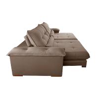 Sofá 4 Lugares Retrátil e Reclinável Qatar Veludo Marrom 280 cm - 6