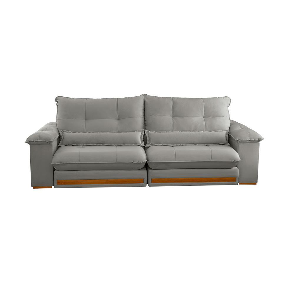 Sofá 4 Lugares Retrátil e Reclinável Qatar Linho Cinza 280 cm - 4