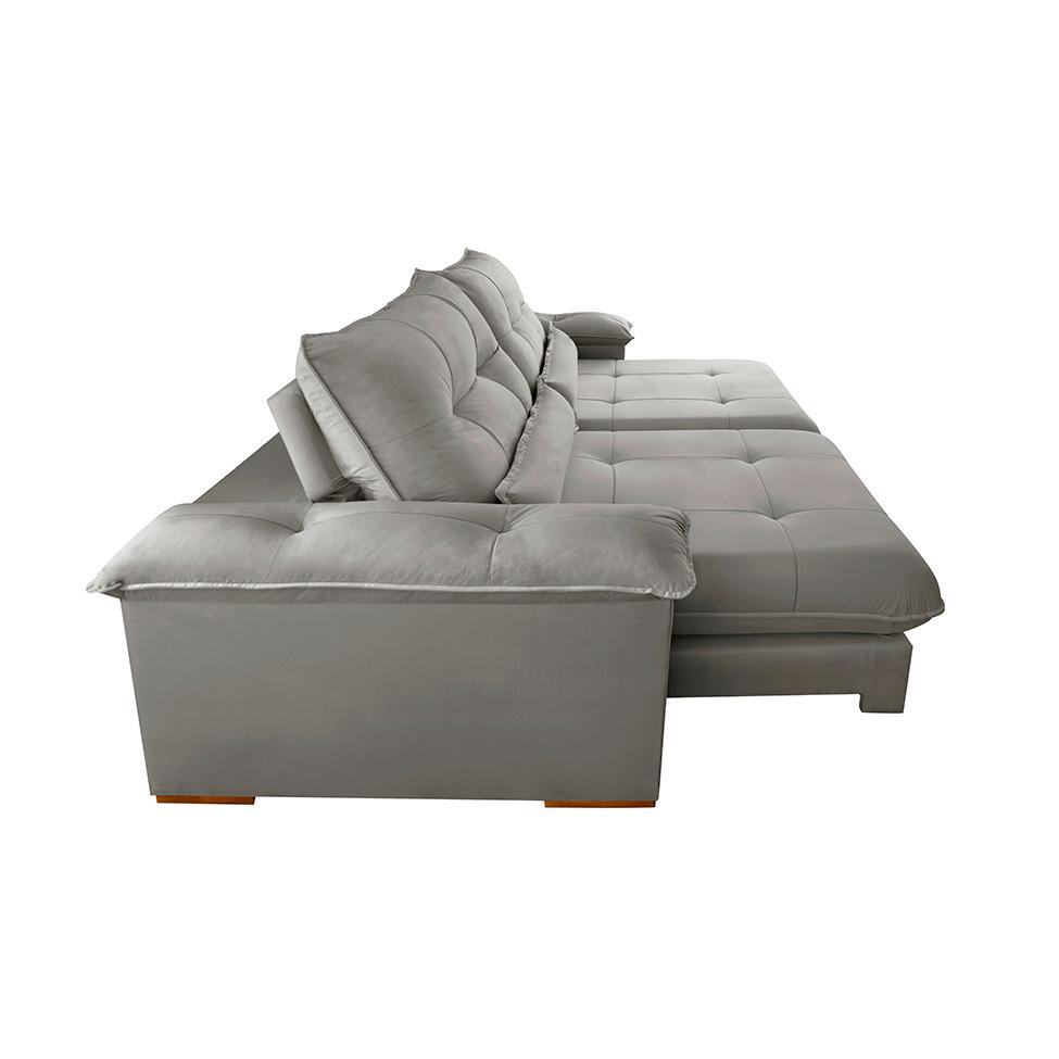 Sofá 4 Lugares Retrátil e Reclinável Qatar Linho Cinza 280 cm - 6