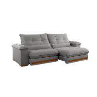 Sofá 4 Lugares Retrátil e Reclinável Qatar Linho Cinza 280 cm - 1