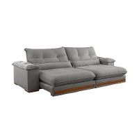 Sofá 4 Lugares Retrátil e Reclinável Qatar Linho Cinza 280 cm - 5