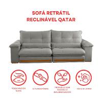 Sofá 4 Lugares Retrátil e Reclinável Qatar Linho Cinza 280 cm - 8