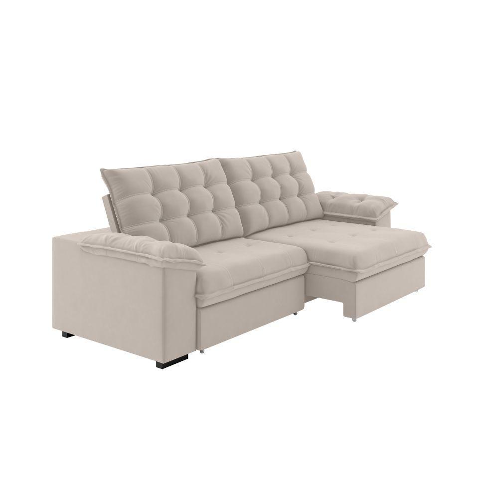 Sofá 4 Lugares Retrátil e Reclinável Palermo Veludo Capuccino 250 cm - 1
