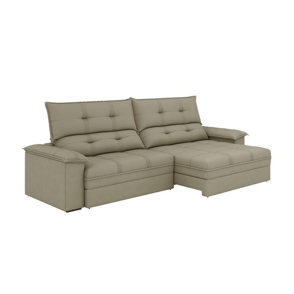 Sofá 4 Lugares Retrátil e Reclinável Everest Veludo Slim Castor 260 cm - 1