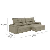 Sofá 4 Lugares Retrátil e Reclinável Everest Veludo Slim Castor 260 cm - 3