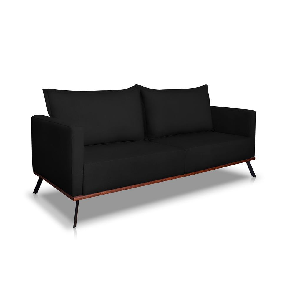 Sofá 3 Lugares Zeus Veludo Preto 180 cm - 1